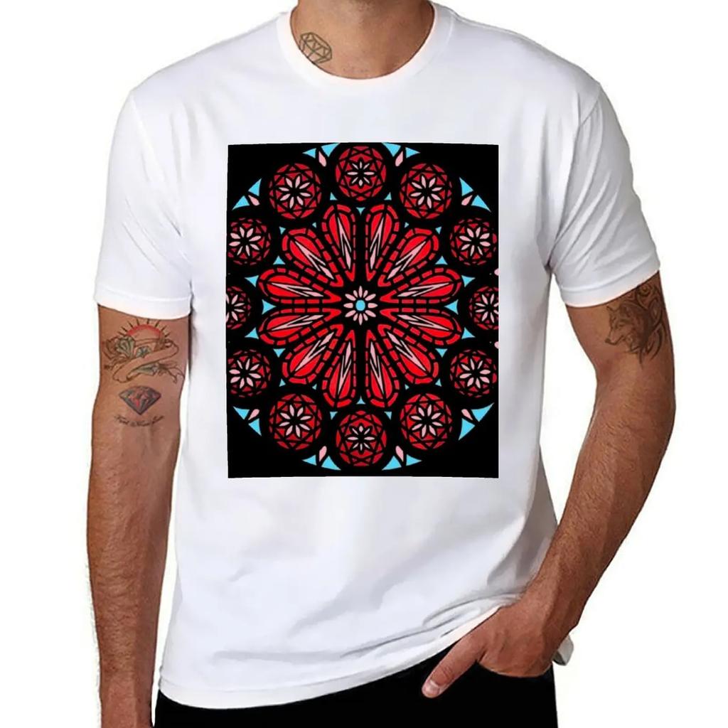 The OA Inspired Rose Window Design T-Shirt Funny Costumes Affliction Shirts Graphic T Shirt Vintage Mens Clothing