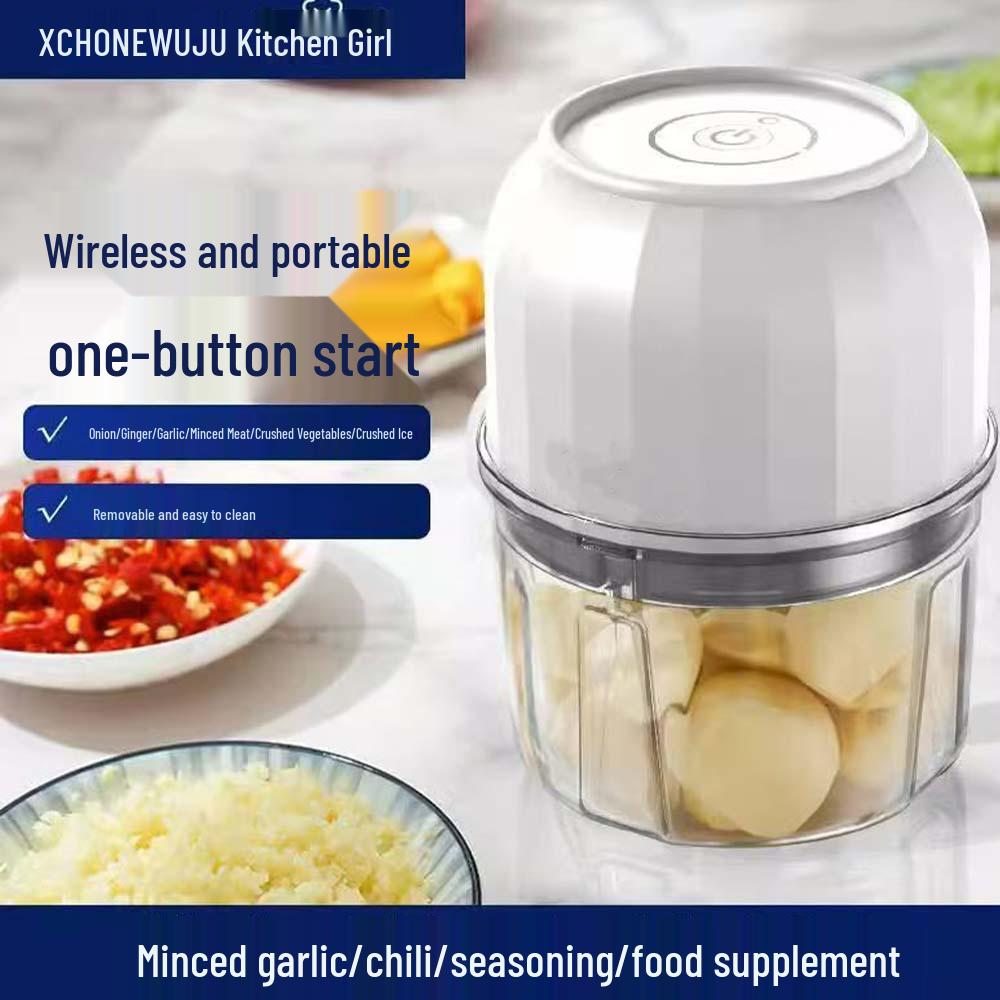 Electric Garlic Crusher & Baby Food Maker: Automatic Garlic Mincer & Meat Grinder.