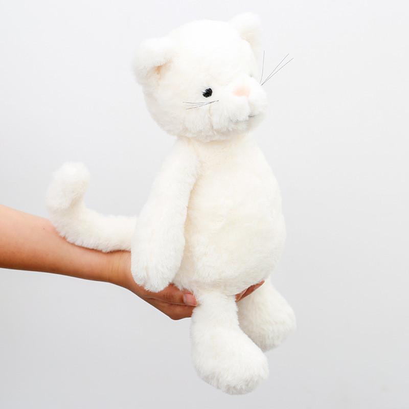 Adorable White Cat Plush Toy Cute Cat Doll Birthday Gift For Girls Soft Comfort Cushion