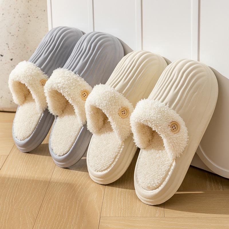 Cotton slippers indoor non-slip soft sole warm home confinement shoes fluffy slippers winter
