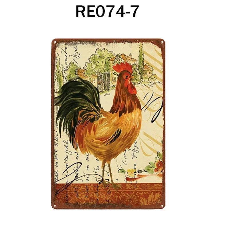Happy-Hens Fresh Eggs Metal Tinplate Poster Chickens Farm Shop Poster Vintage Restaurant Wall Decor Retro Plaque Signs 20*30cm
