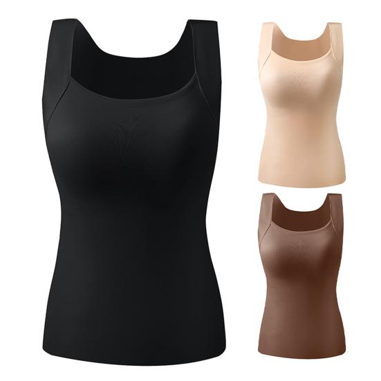 Thermal Tank Top for Womem Sleeveless Camisole Shirt with Bulit-in Bra Warm Undershirt Base Layer for Cold Weather