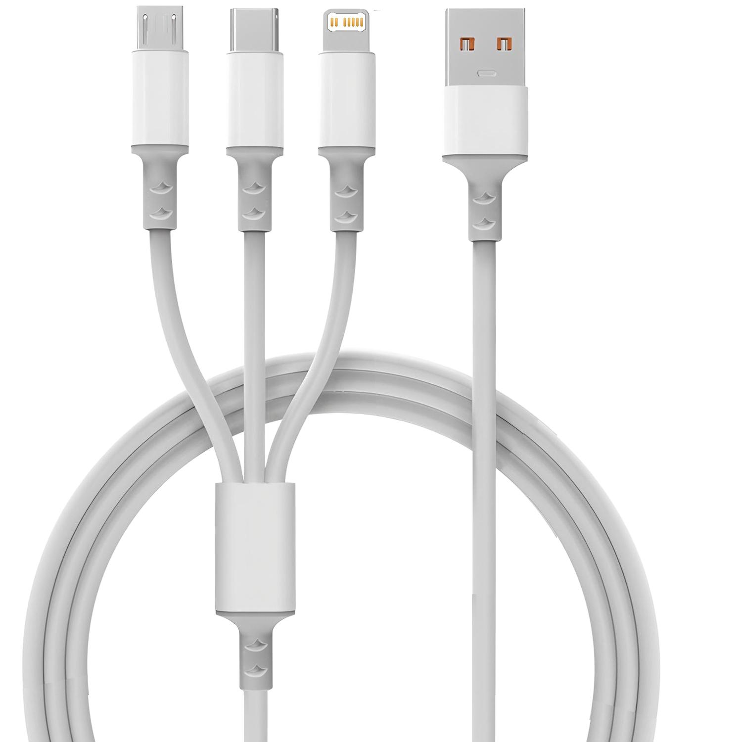 

1,2 м / 3 в 1 USB-кабель для зарядки USB-кабель Для серии iPhone 14-8 Samsung Huawei Xiaomi Многопортовый Несколько 1.2m
