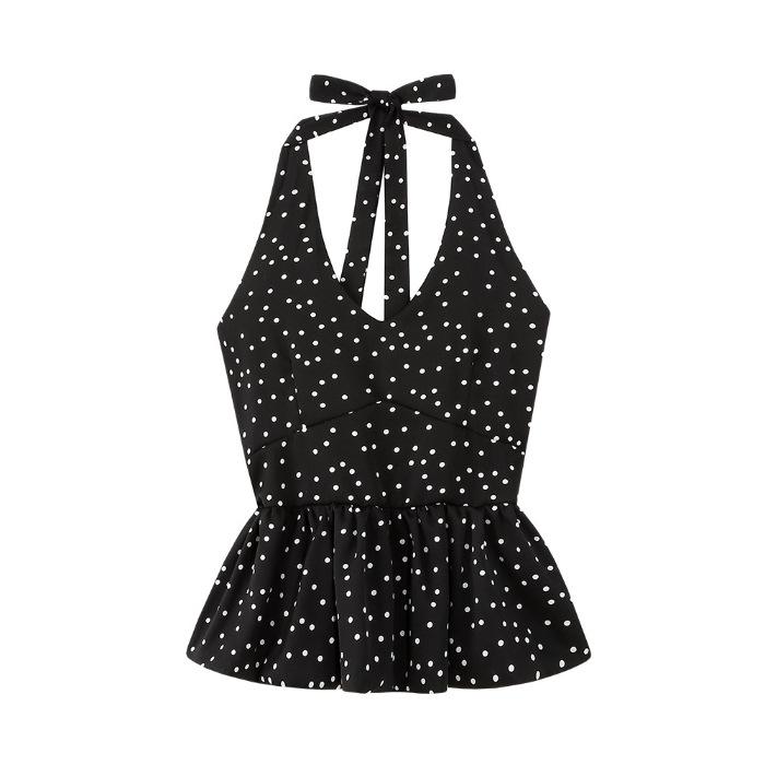 Korean-Style V-Neck Twisted Halter Backless Slim Fit Summer Crop Top Medium (100-110 jin)