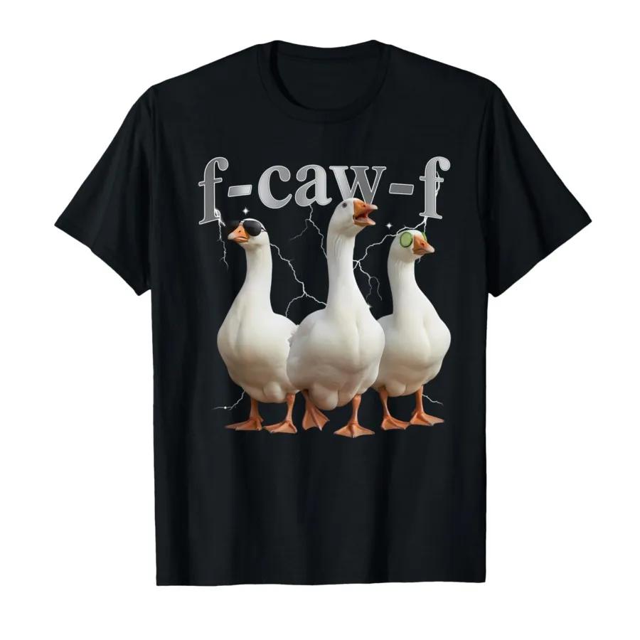F-caw-F Гусь Забавный Подделка Смешной Эмодзи Футболка Мужская и Женская Хлопковая Футболка с Личностью С коротким рукавом Популярная Мода S