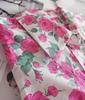 Retro Caroline Rose Print Cotton Long Sleeve Women's Shirt with Double Pockets