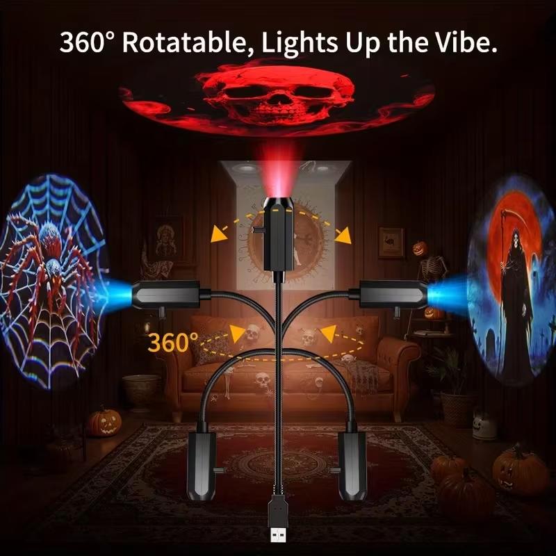 Portable USB LED Projection Light 6 Adjustable Patterns Decor Lamp for Bedroom Ceiling Wall Festival Decor
