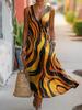 Summer V-neck Sleeveless Diagonal Button-up Vest Skirt Long Women's Vacation Casual Dress
