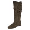 Belt buckle boots knee new temperament is not too low, thin boots women's fashion big tube circumference autumn heel pointed