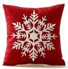 Red Plaid Sofa Linen Christmas Pillow Cover Reindeer Snowflake Home Cushion Cover