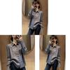 Spring Korean Style Gray Long Sleeve Shirt With 3d Print For Work And Casual Wear