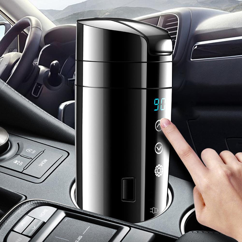 12V 24V Car Heating Cup Portable Electric Kettle 350/400ML Smart Digital Thermos Stainless Steel Coffee Mug Thermal Water Bottle