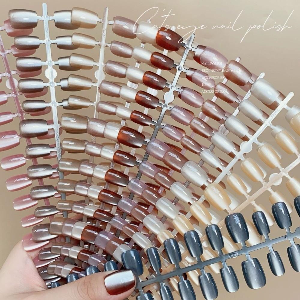 30Pcs Cat's Eye Press On Nails Full Cover Nail Tips Popular Press On Fake Nails for Nail Art