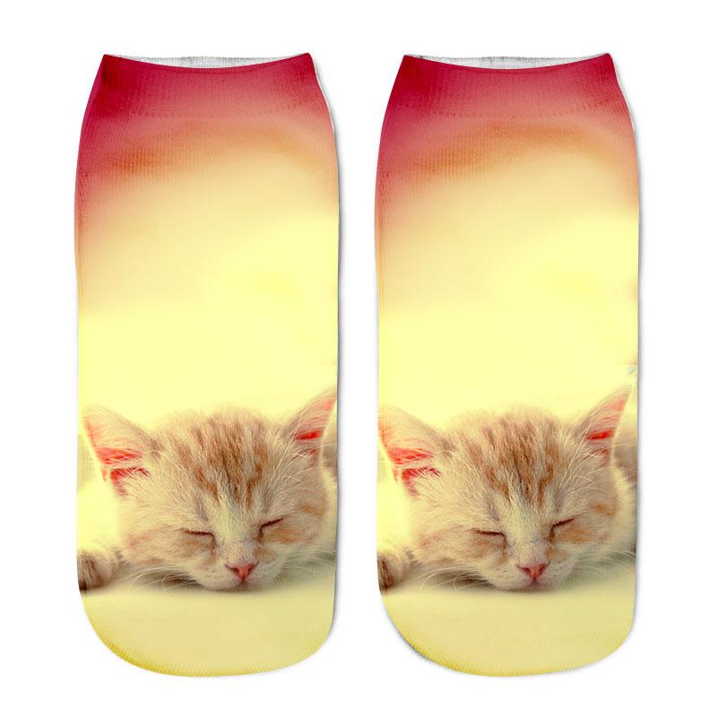 Women's 3D Printed Cute Cat Ankle Socks Digital Print Funny Novelty Short Socks Breathable Cotton Casual Daily Wear