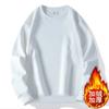Mens Winter Fleece Sweatshirt Round Neck Loose Fit Solid Color Casual Top