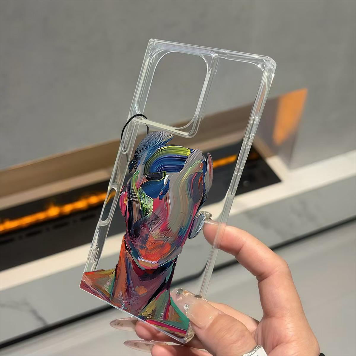 

Прозрачный квадратный чехол-накладка для iPhone 13 15 Plus 12 11 14 Pro Max 16 ProMax, защита от окисления, акварельный портретный узор iphone 11 ProMax