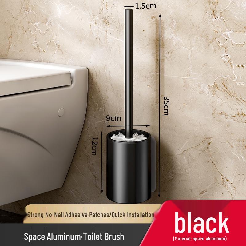 Sleek Wall-Mounted Aluminum Toilet Brush with Long Handle