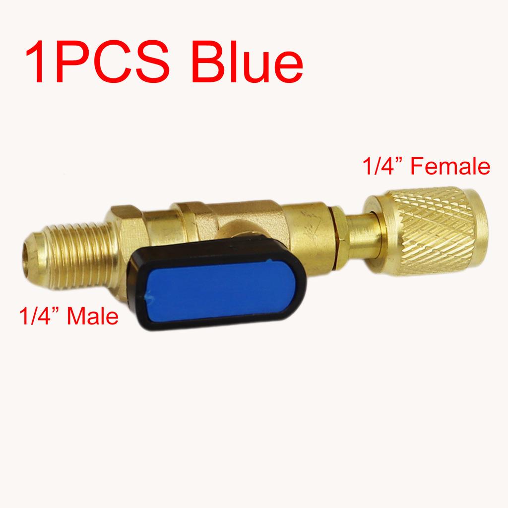 Air Conditioning Refrigerant Ball Valve 1/4" SAE Straight Shut-Off Valve for R134A R410A R22 R12 Charging Hoses AC Refrigerant Mass Air Flow 3