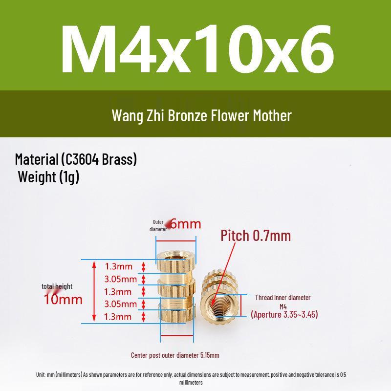 M1-M10 Knurled Brass Heat Insert Nut for Injection Molding