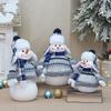Blue Fabric Snowman Decorative Figurine Christmas Tabletop Window Display Ornament Holiday Home Decoration