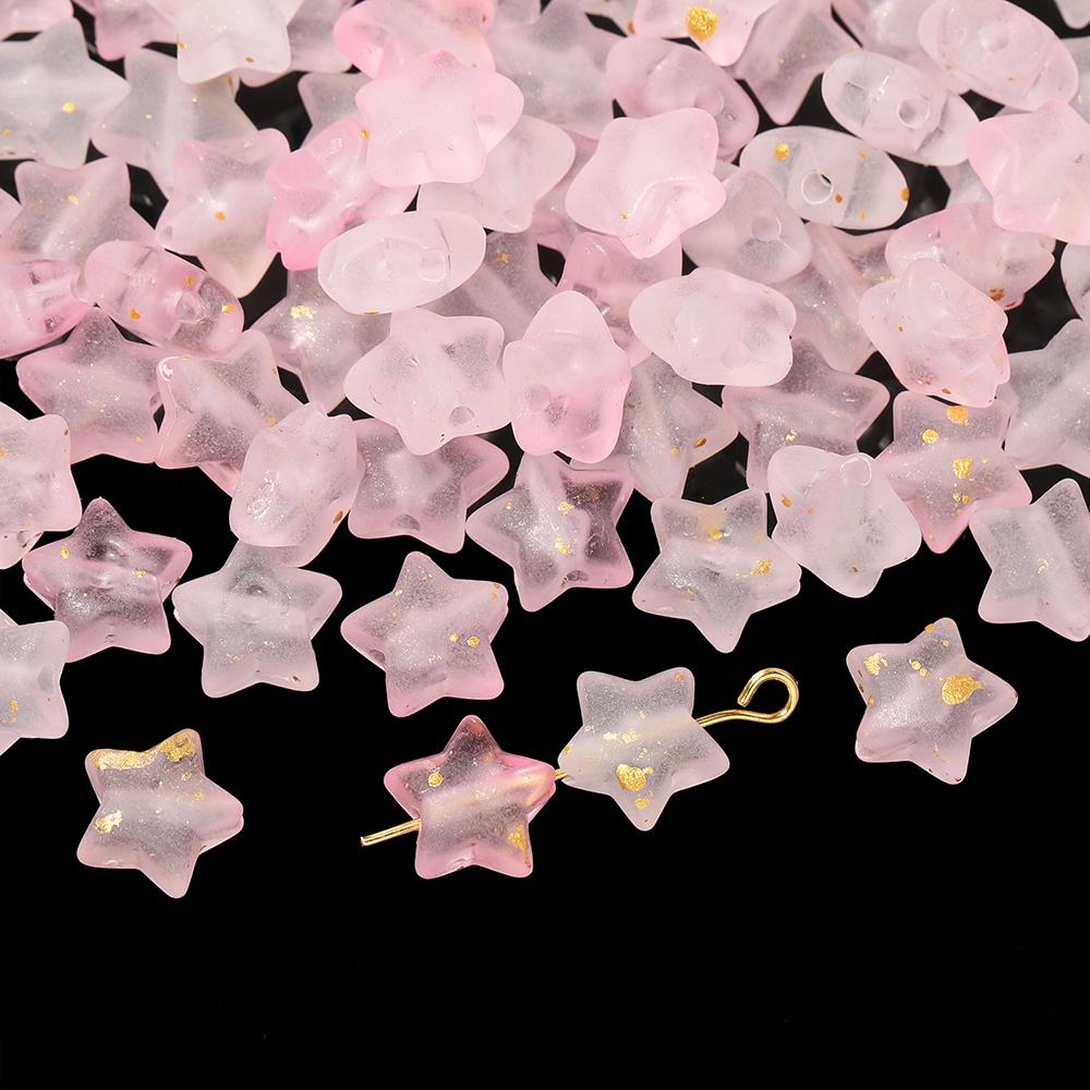 50pcs Acrylic Colorful Beads Star Shaped Spacer Beads for DIY Necklaces Bracelets Keychains Earrings Jewelry Making Accessories