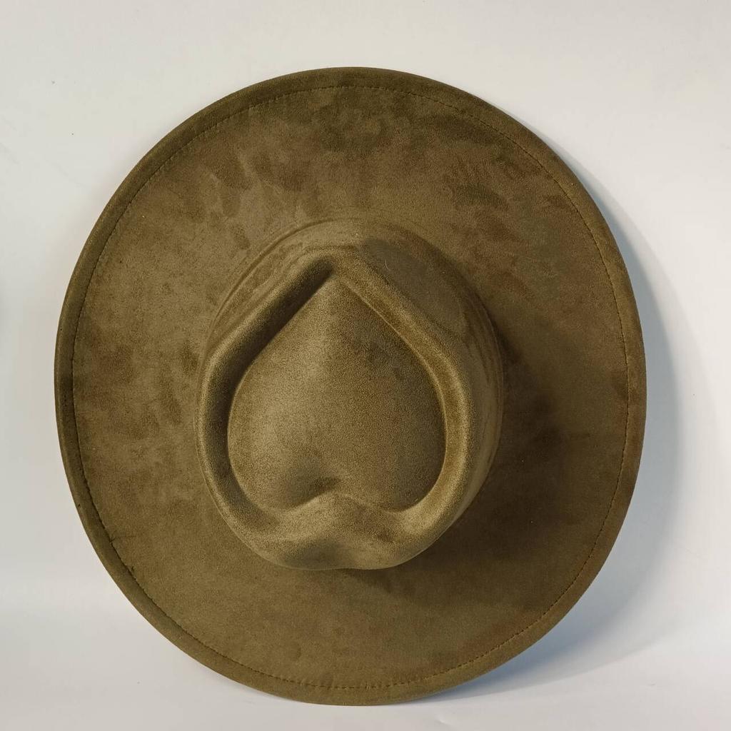 Men's vegan suede hat, women's heart-shaped crown logoengraving suitableforpyrographywide-brimmed hatcappelloluxuryhatsfor woman