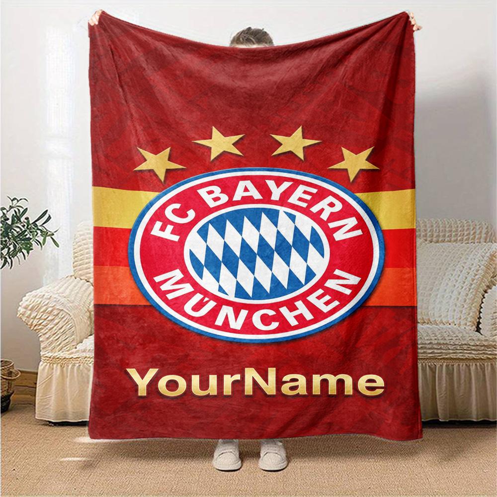 Bayern Munich Customize Text Blanket Throw Customizable Blanket Warmthful Decor Perfect for Bed Seaside Office Chair Couch Four Seasons Multipurpose