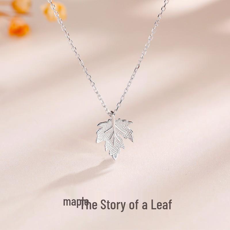 Halskette Ahornblatt aus Sterlingsilber - Schlichte Schlüsselbeinkette Geschenk für Frauen, Perfekt für den Geburtstag oder Weihnachten der Freundin.
