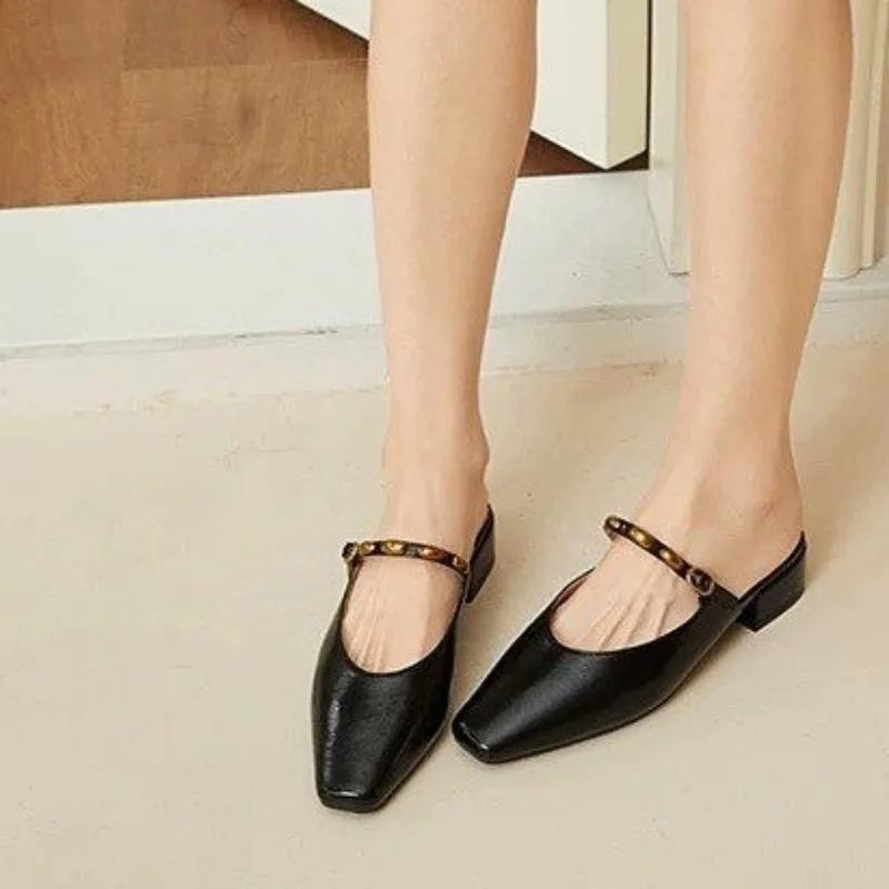 Fashion 2025 New Ladies Shoes Closed Toe Women's Slippers Fashion Metal Decoration Summer Outdoor Best Seller Heels WomenZapatos Mujer