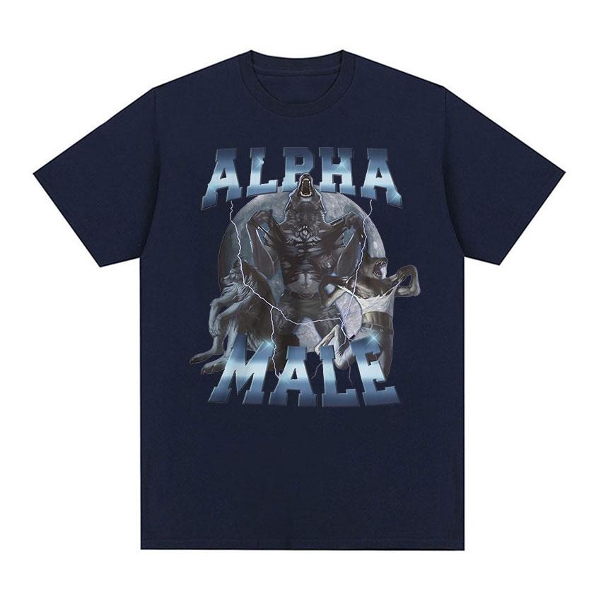 Limited Alpha Male Vintage Wolf Graphic T Shirts Men's Fashion Gothic Clothing T-shirt Funny Unisex 100% Cotton Oversized Tshirt