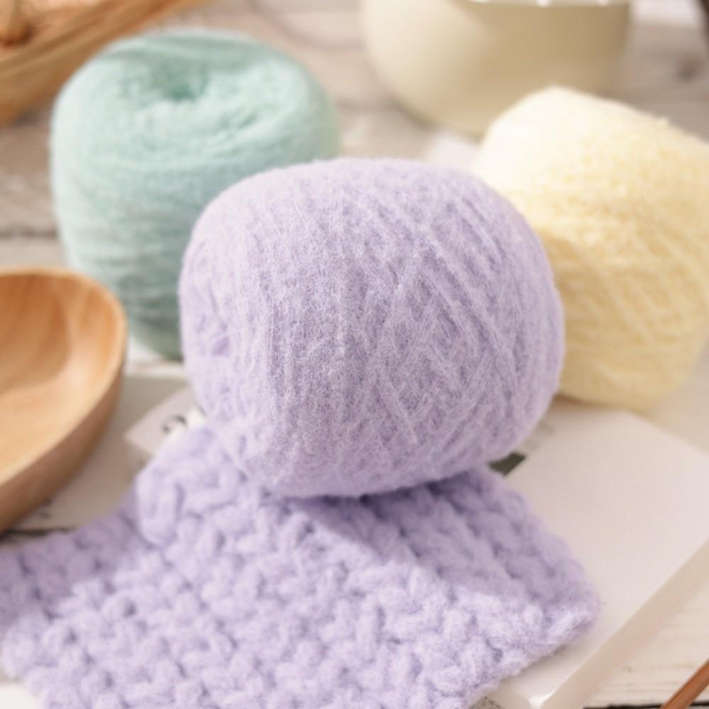 100g Neues flauschiges Mohairgarn Einfarbig Weiches Baumwollgarnknäuel Warm Mitteldick Strickschalgarn Strickpullover