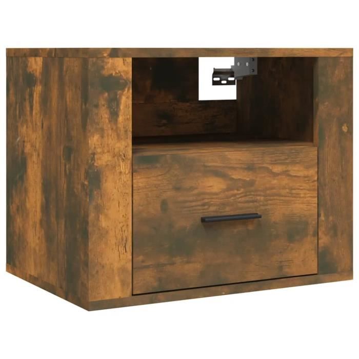 816890 vidaXL Wall-mounted Bedside Table Smoked Oak 50x36x40 Cm
