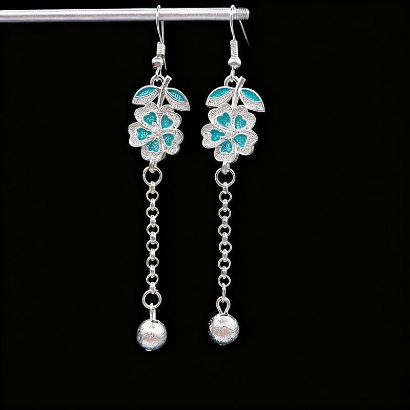 Ethnic style earrings Alloy silver-plated Miao ethnic minority Dong Yi earrings Earrings