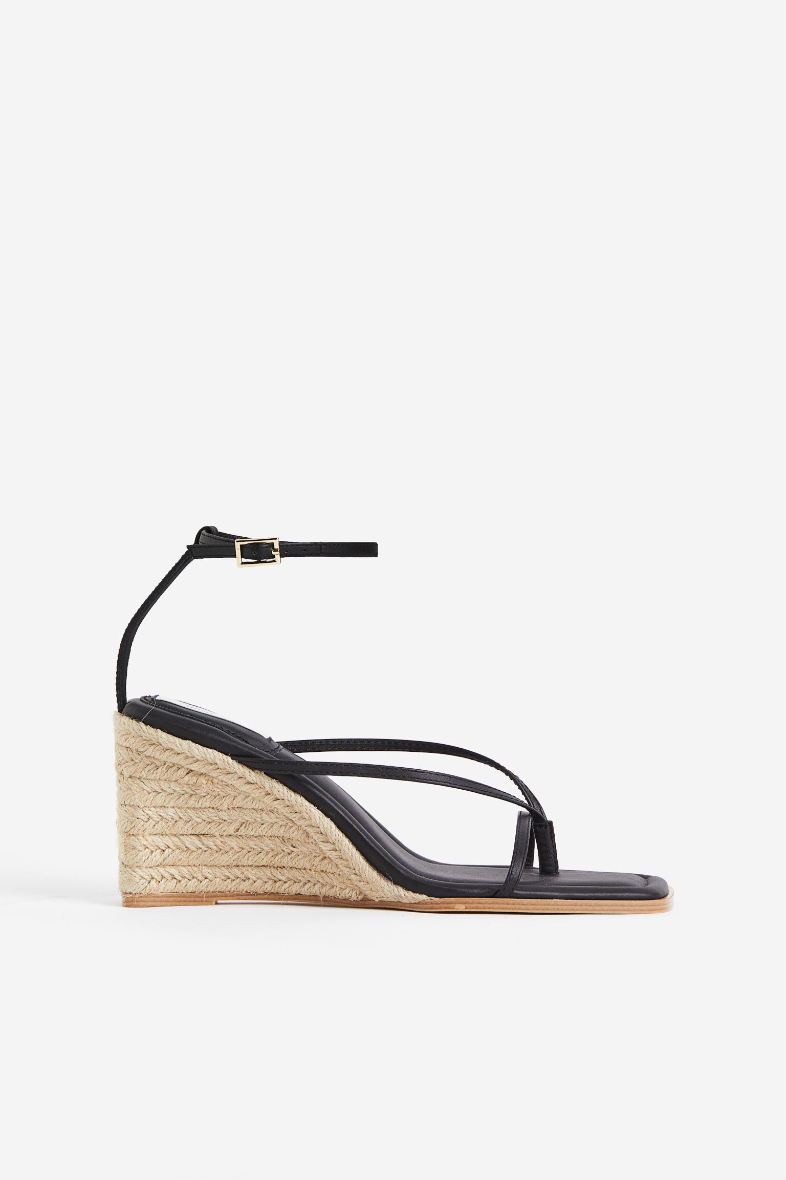 

Wedge-heeled leather espadrilles