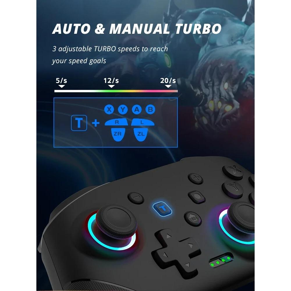 Wireless Controller for Switch OLED/Lite Console Pro Gamepad with 1000Mah Battery Programmable Turbo Function