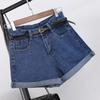 Summer High-waisted Denim Shorts for Women with Loose Hems, Wide Legs and Raw Edges