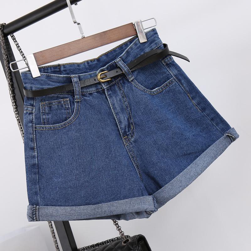 Summer High-waisted Denim Shorts for Women with Loose Hems, Wide Legs and Raw Edges