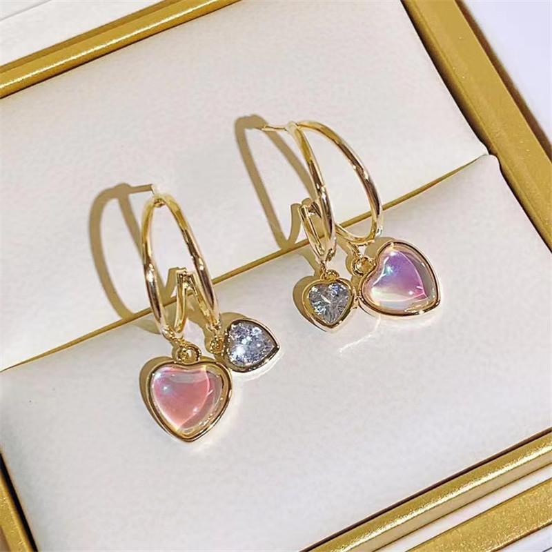 

New Fashion Trend Unique Design Symphony Mermaid Ji Love C Ring Earrings Ladies Senior Zircon Couple Birthday Gift Wholesale