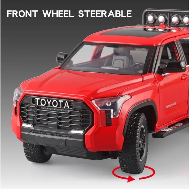 Duży model samochodu SUV Toyota Tundra w skali 1/24, odlewany miniaturowy metalowy samochód, kolekcja pojazdów terenowych, dźwięk, światło, zabawka dla dzieci