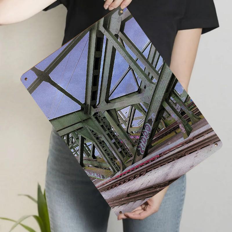

Industrial Bridge Structure Metal Wall Art Retro Iron Decor for Living Room Study Bar 20x30cm（7.8x11.8inch）