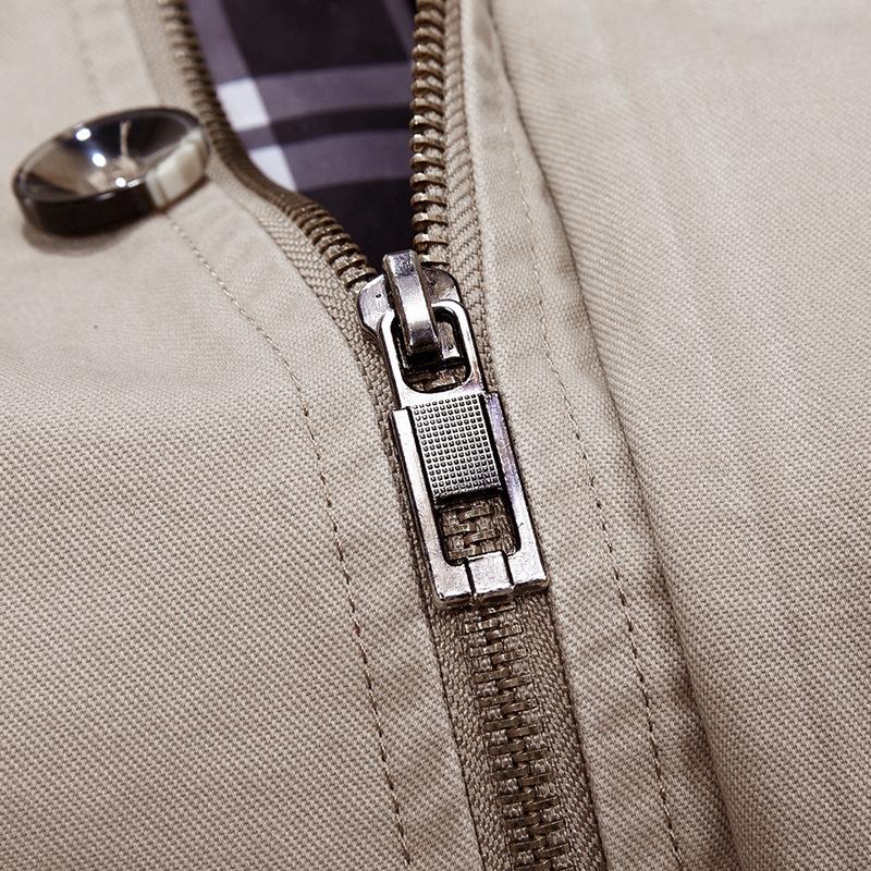 Herren-Windbreaker aus gewaschener Baumwolle, europäische Größe: Mittellange Freizeitjacke für Herbst/Winter