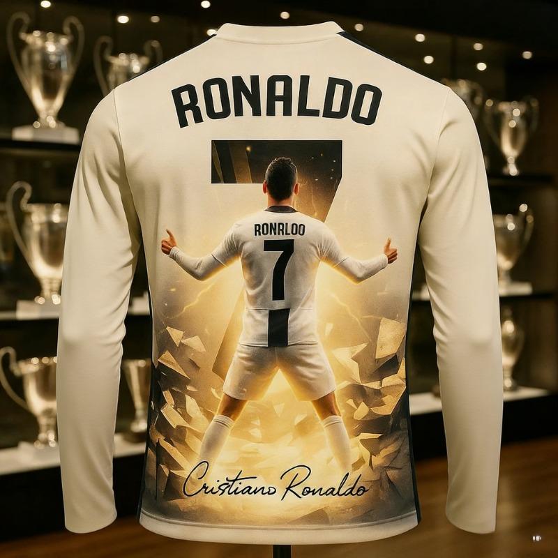 2026 Nová Horká Novinka Cristiano Ronaldo Módní Potisk Vzor Pánské Fanouškovské Památeční Dlouhý Rukáv Dětské Venkovní Sportovní