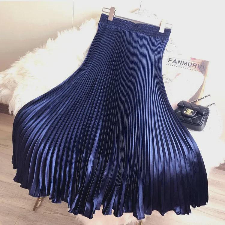 High Waist Satin Pleated Fishtail Skirt - 1 Meter Long Women's Dance Skirt with Large Swing and Medium Length.