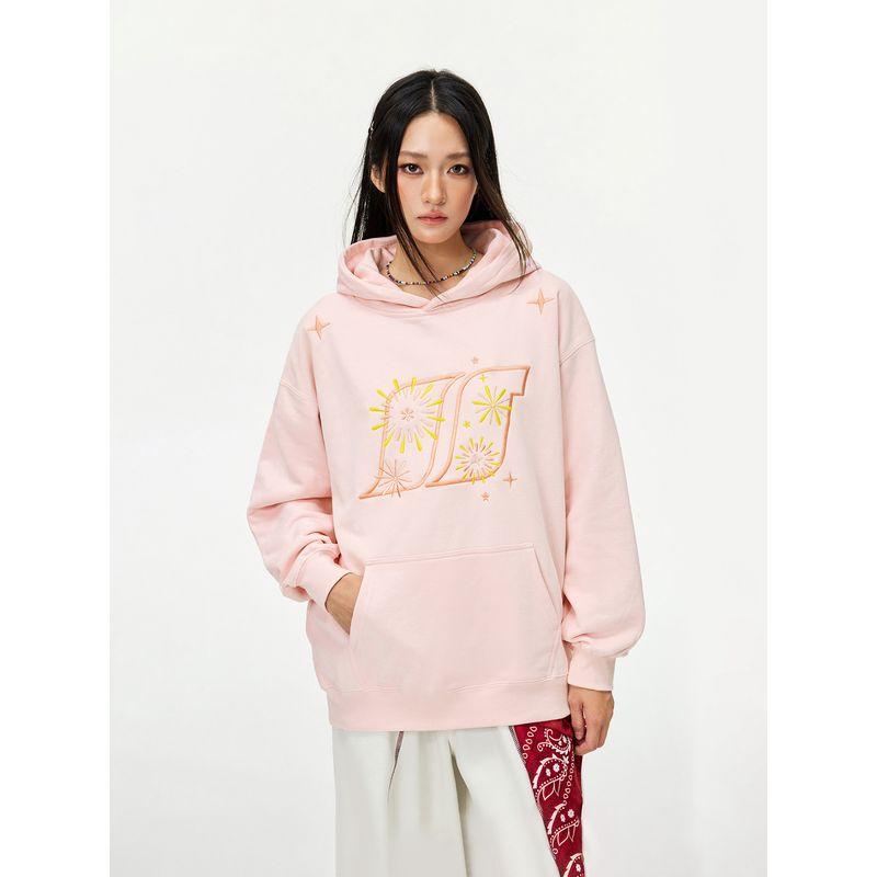 Jungle Tiger Original Design Fireworks Embroidery Hooded Sweatshirt for Men 2026 Spring American Style Heavyweight Couple Clothes