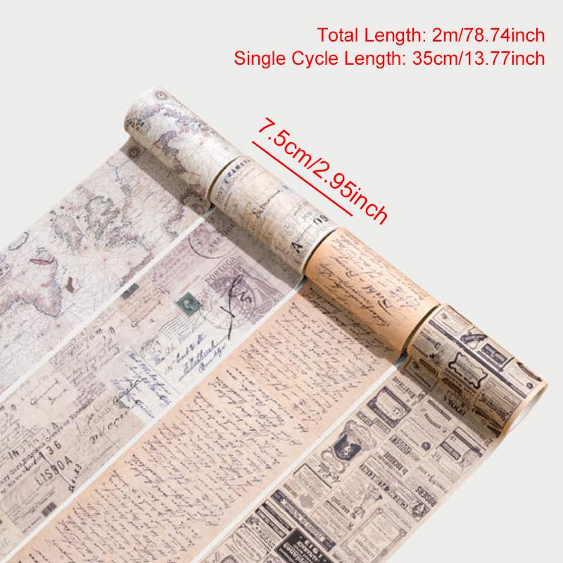 1-4Roll/Pack Retro Style Map Washi Tapes DIY Self-adhesive Newspaper Map Tape Journal Diary Scrapbooking Decorative Supplies ZYF