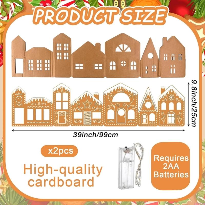 Handbuilt Large Christmas Cake House Cardboard Outfits with Lights, Cardboard Cake Village Decor for Christmas Party Games Handb