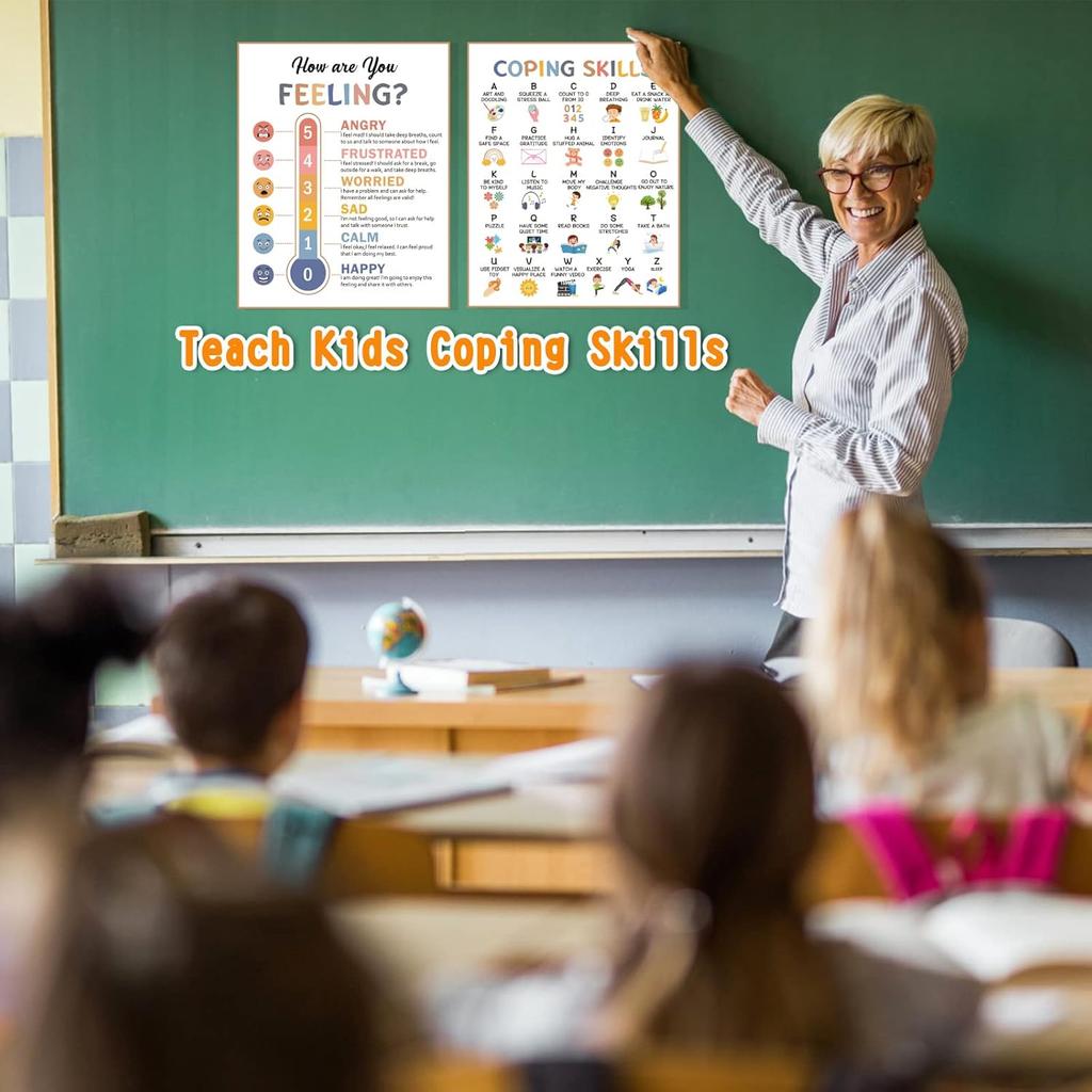 9 Calming Corner Posters Classroom, Calm Down Corner Feelings Chart for Kids, Mental Health Posters, Classroom Educational Poster Emotions Chart