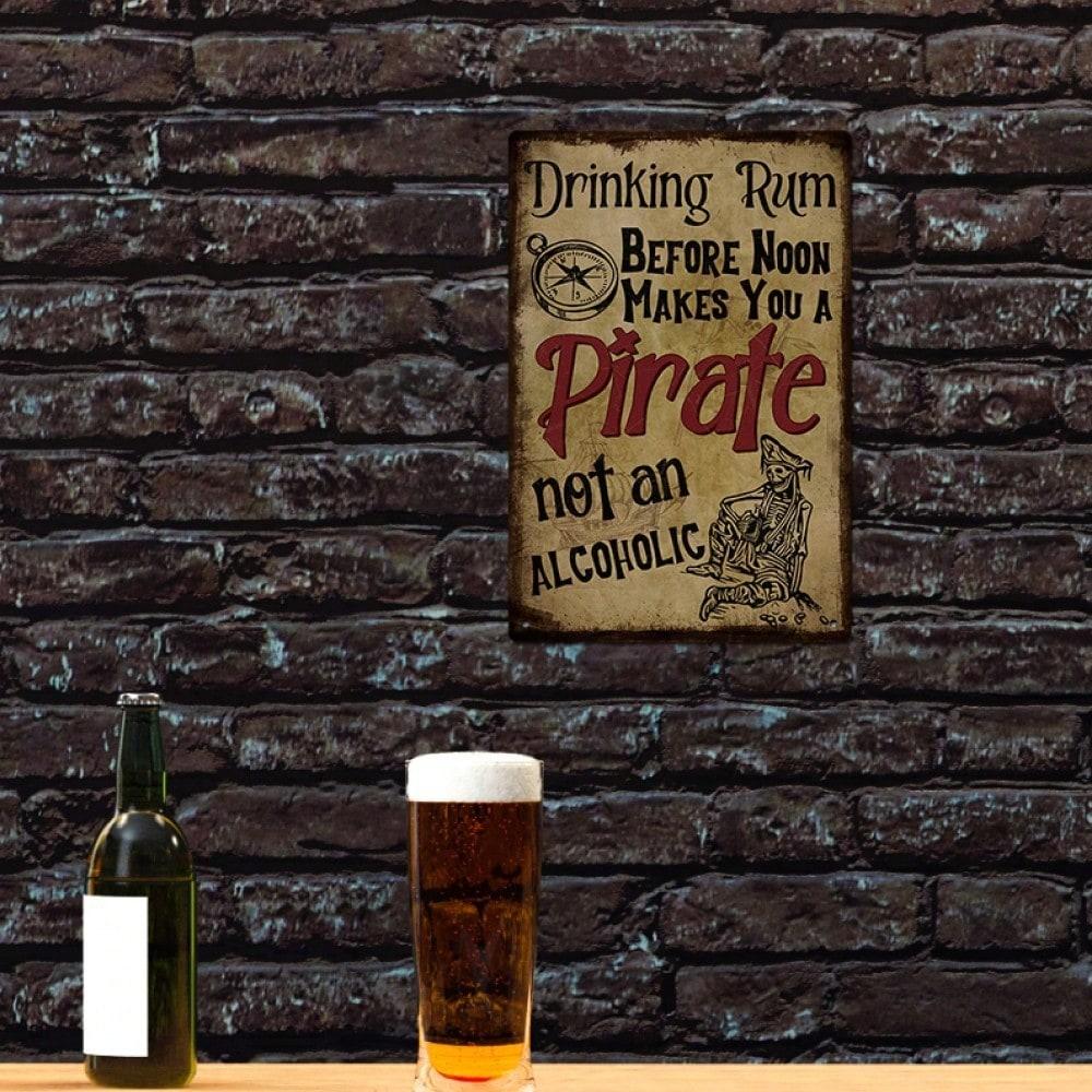 Tin Metal Wall Sign Vintage Pirate Rum Bar Decor Retro Home Pub Art 8x12 Inch