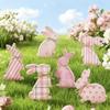 Easter Bunny Wooden Ornament Creative Pink Rabbit Desktop Decoration Crafts Home Decoration Easter Party Gift
