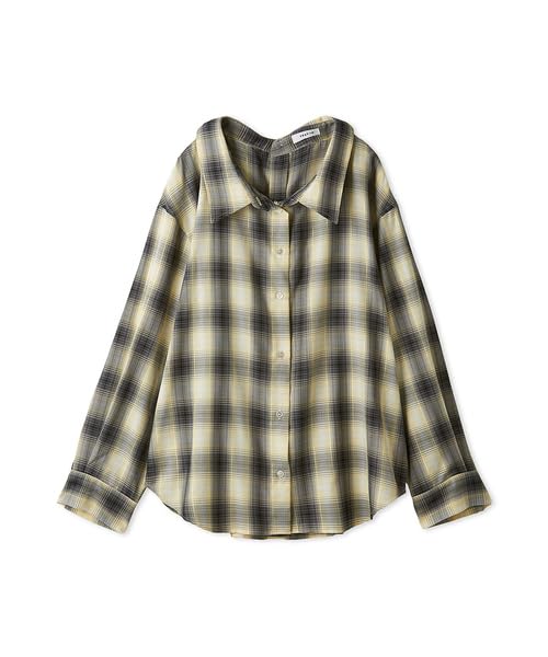

FRAY Ombre Check Asymmetrical Shirt FWFB254177 YEL F I.D. Lamé